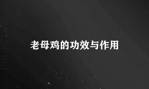 老母鸡的功效与作用
