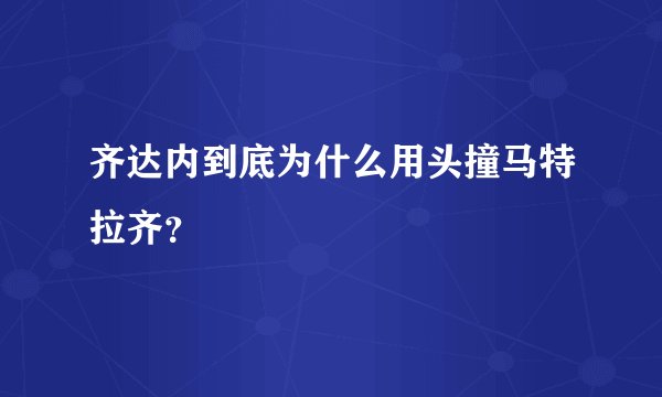 齐达内到底为什么用头撞马特拉齐？