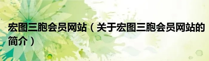 宏图三胞会员网站（关于宏图三胞会员网站的简介）