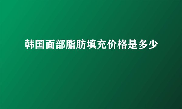 韩国面部脂肪填充价格是多少