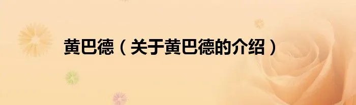 黄巴德（关于黄巴德的介绍）