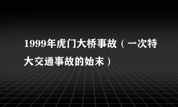 1999年虎门大桥事故（一次特大交通事故的始末）