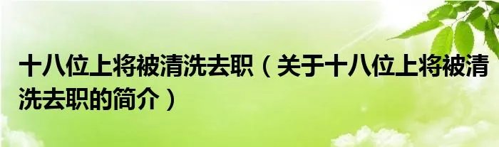 十八位上将被清洗去职（关于十八位上将被清洗去职的简介）