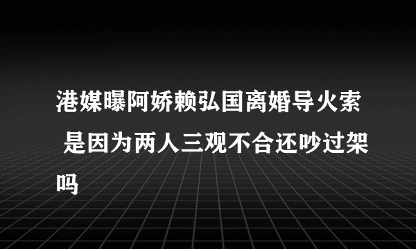 港媒曝阿娇赖弘国离婚导火索 是因为两人三观不合还吵过架吗