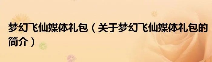 梦幻飞仙媒体礼包（关于梦幻飞仙媒体礼包的简介）