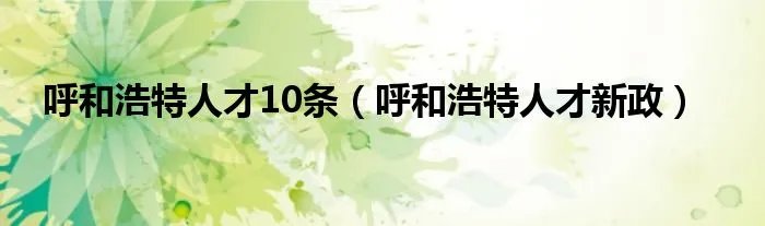 呼和浩特人才10条（呼和浩特人才新政）