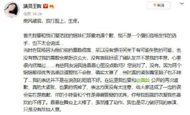 王智道歉是怎么回事 王智道歉原因是什么