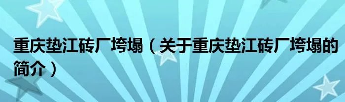 重庆垫江砖厂垮塌（关于重庆垫江砖厂垮塌的简介）