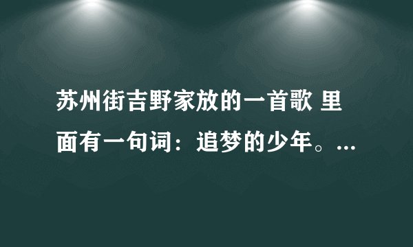 苏州街吉野家放的一首歌 里面有一句词：追梦的少年。。 歌名是什么啊