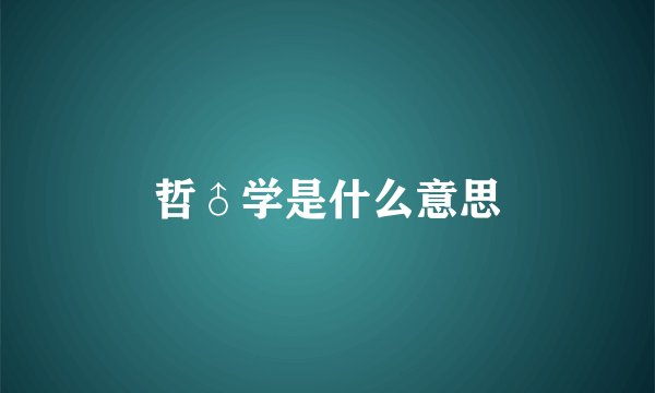 哲♂学是什么意思