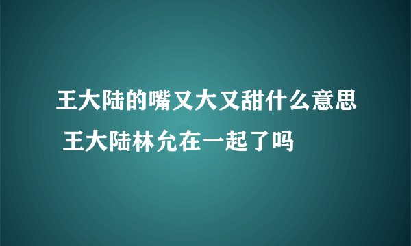 王大陆的嘴又大又甜什么意思 王大陆林允在一起了吗