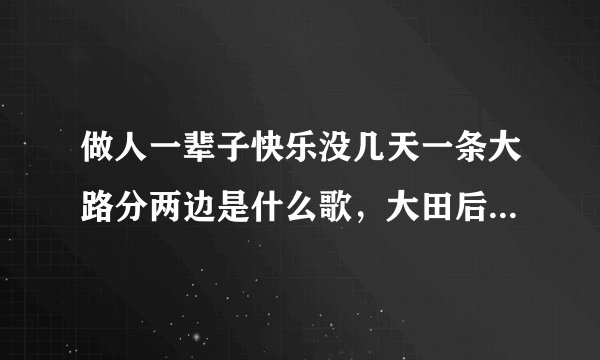 做人一辈子快乐没几天一条大路分两边是什么歌，大田后生仔歌曲介绍-飞外