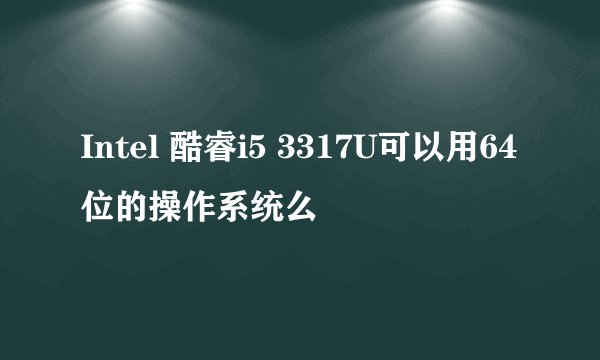 Intel 酷睿i5 3317U可以用64位的操作系统么