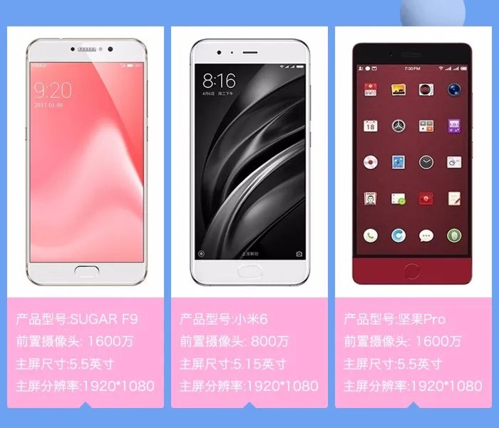 舜理成张：SUGAR/小米/锤子自拍对比