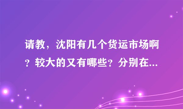 请教，沈阳有几个货运市场啊？较大的又有哪些？分别在什么地方啊？