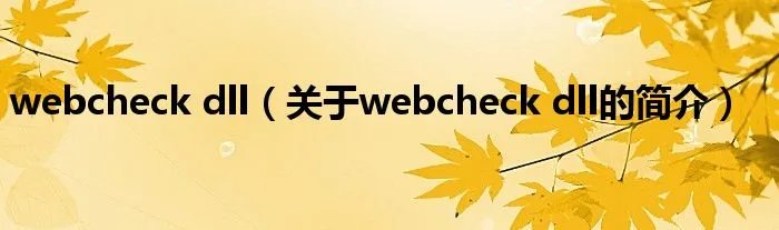 webcheck dll（关于webcheck dll的简介）