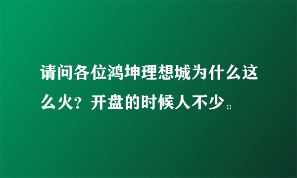 请问各位鸿坤理想城为什么这么火？开盘的时候人不少。