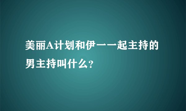 美丽A计划和伊一一起主持的男主持叫什么？