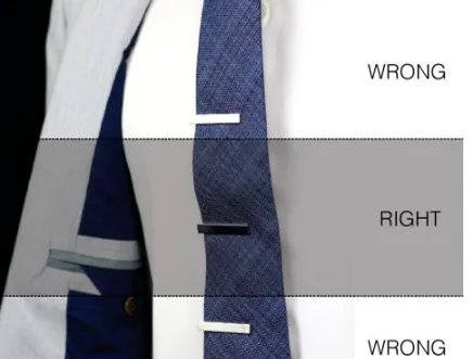 领带夹夹在什么位置？