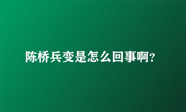 陈桥兵变是怎么回事啊？