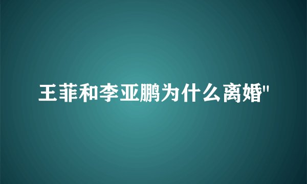 王菲和李亚鹏为什么离婚