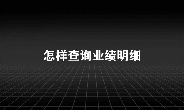 怎样查询业绩明细
