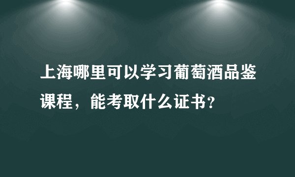 上海哪里可以学习葡萄酒品鉴课程，能考取什么证书？