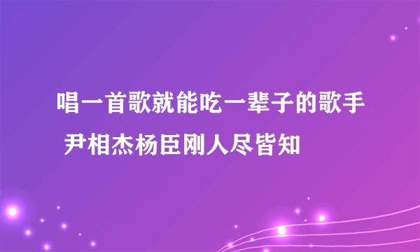 唱一首歌就能吃一辈子的歌手 尹相杰杨臣刚人尽皆知
