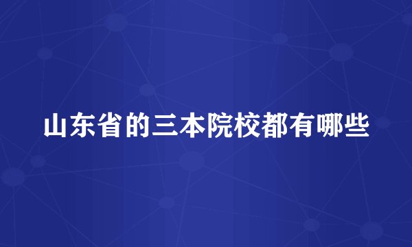 山东省的三本院校都有哪些