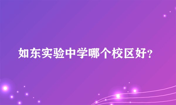 如东实验中学哪个校区好？