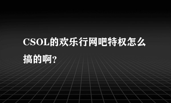 CSOL的欢乐行网吧特权怎么搞的啊？