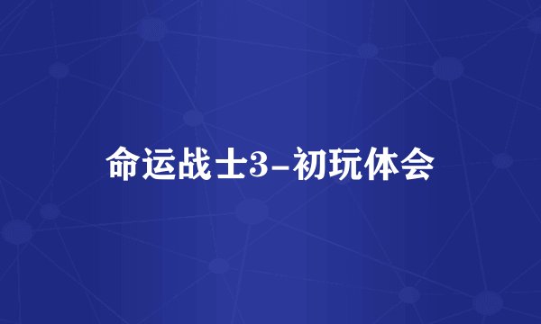 命运战士3-初玩体会