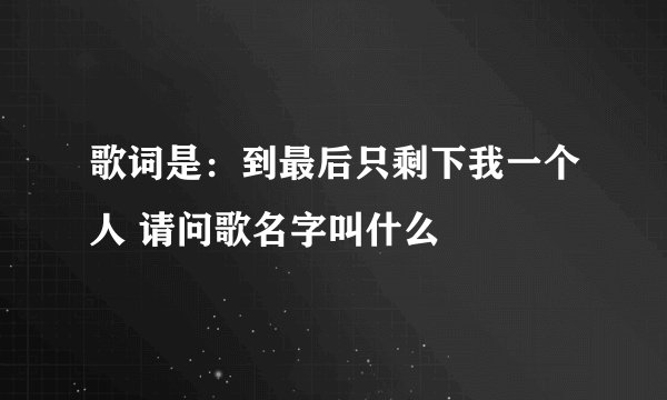 歌词是：到最后只剩下我一个人 请问歌名字叫什么