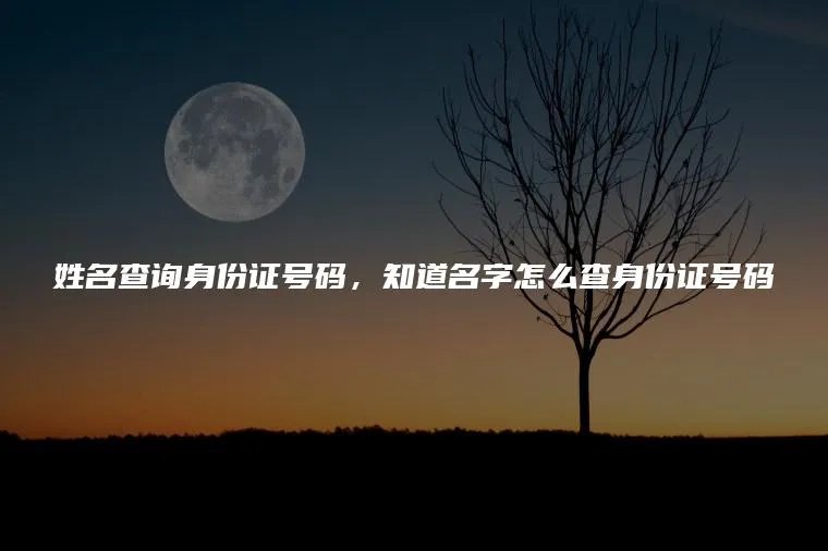 姓名查询身份证号码，知道名字怎么查身份证号码