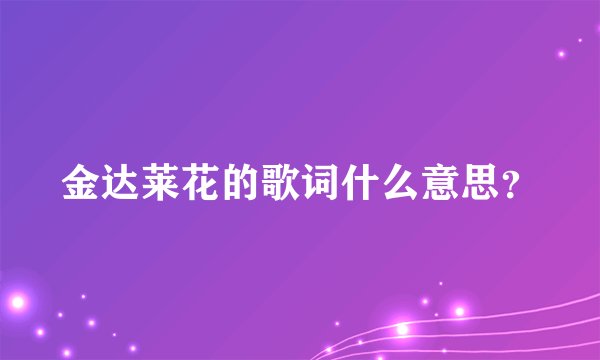 金达莱花的歌词什么意思？