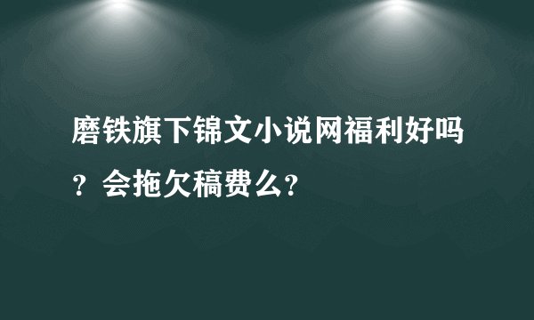 磨铁旗下锦文小说网福利好吗？会拖欠稿费么？