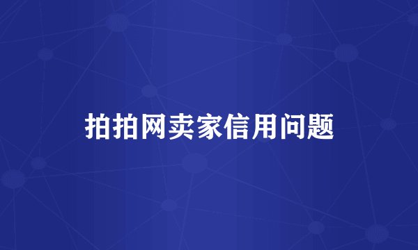 拍拍网卖家信用问题