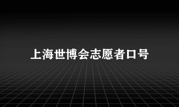上海世博会志愿者口号