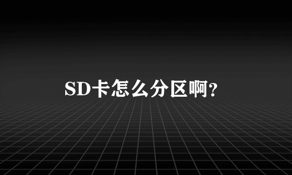 SD卡怎么分区啊？