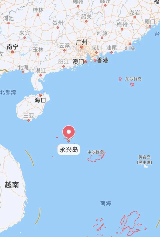 永兴岛在南海位置示意图？