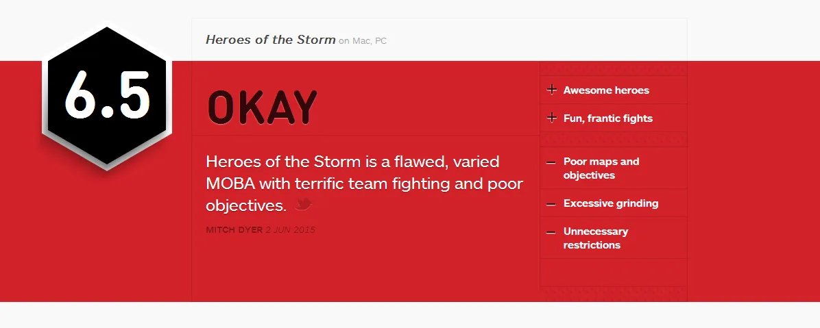 分数没有人气那么高!《风暴英雄》IGN评分出炉