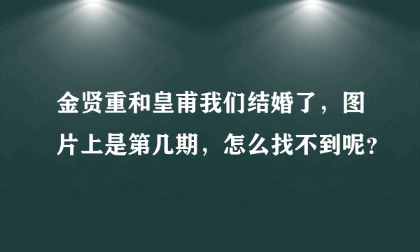 金贤重和皇甫我们结婚了，图片上是第几期，怎么找不到呢？