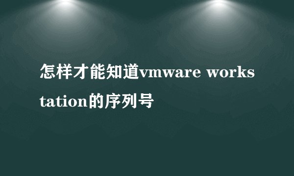 怎样才能知道vmware workstation的序列号