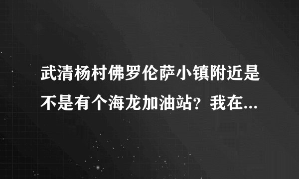 武清杨村佛罗伦萨小镇附近是不是有个海龙加油站？我在北仓怎么去最近？？？