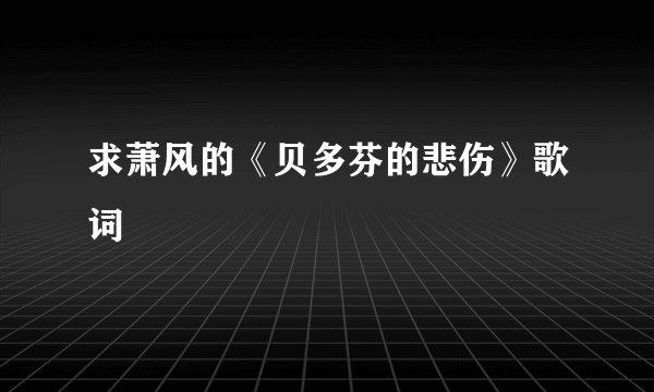 求萧风的《贝多芬的悲伤》歌词