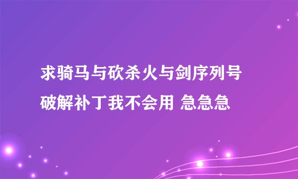 求骑马与砍杀火与剑序列号 破解补丁我不会用 急急急