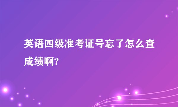 英语四级准考证号忘了怎么查成绩啊?