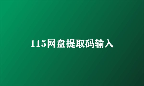 115网盘提取码输入