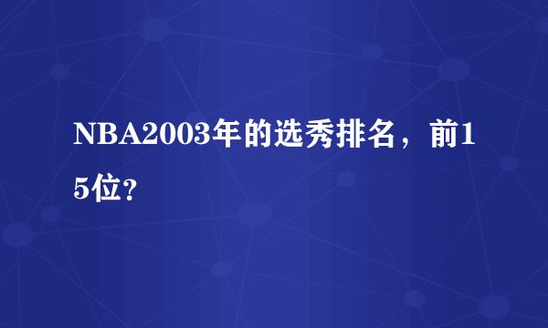 NBA2003年的选秀排名，前15位？