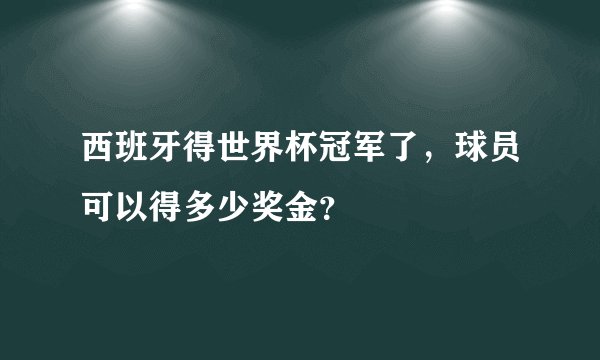 西班牙得世界杯冠军了，球员可以得多少奖金？